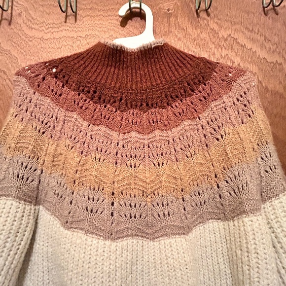 Maurices Cream and maroon Knit Sweater with unique pattern - Picture 2 of 6